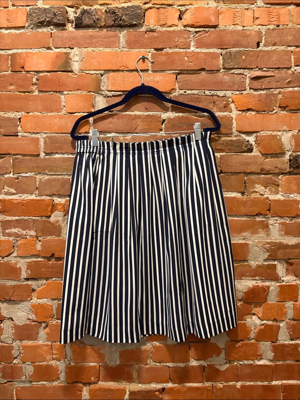 J. Crew Navy and White Striped A-Line Skirt